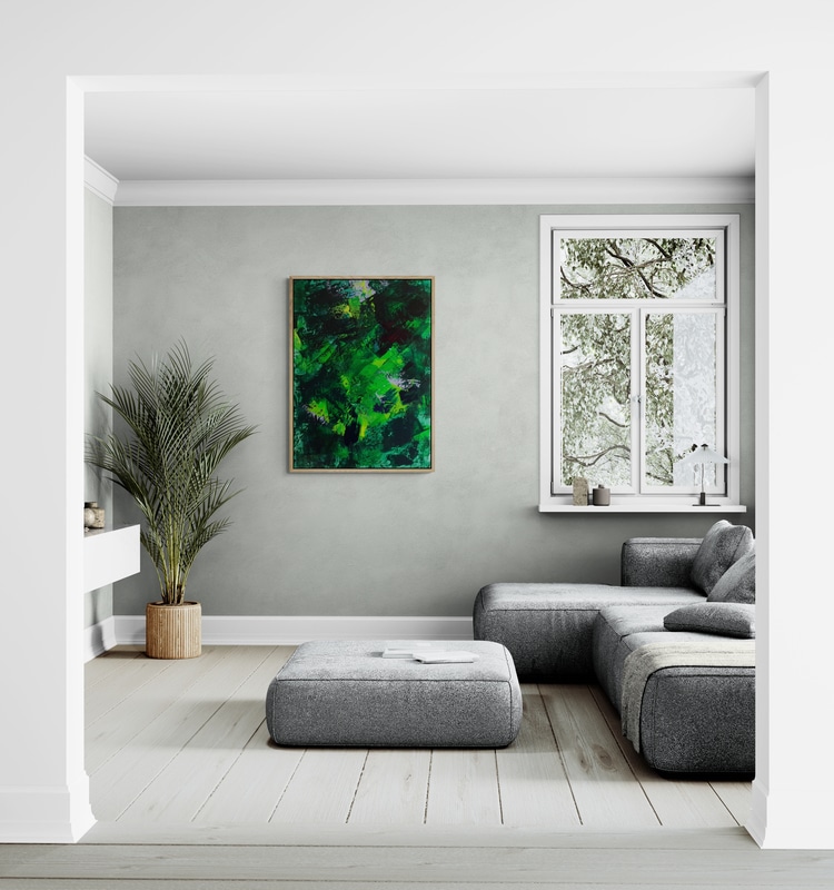bright living room with tropical plant